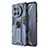 Silikon Hülle Handyhülle und Kunststoff Schutzhülle Hartschalen Tasche mit Magnetisch Ständer KC3 für Vivo X90 Pro 5G Blau
