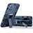 Silikon Hülle Handyhülle und Kunststoff Schutzhülle Hartschalen Tasche mit Magnetisch Ständer KC3 für Xiaomi Poco M4 Pro 5G Blau