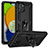 Silikon Hülle Handyhülle und Kunststoff Schutzhülle Hartschalen Tasche mit Magnetisch Ständer MQ1 für Samsung Galaxy A03