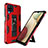 Silikon Hülle Handyhülle und Kunststoff Schutzhülle Hartschalen Tasche mit Magnetisch Ständer MQ1 für Samsung Galaxy A12 Nacho Rot