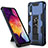 Silikon Hülle Handyhülle und Kunststoff Schutzhülle Hartschalen Tasche mit Magnetisch Ständer MQ1 für Samsung Galaxy A30S Blau