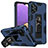 Silikon Hülle Handyhülle und Kunststoff Schutzhülle Hartschalen Tasche mit Magnetisch Ständer MQ1 für Samsung Galaxy A32 5G Blau