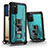 Silikon Hülle Handyhülle und Kunststoff Schutzhülle Hartschalen Tasche mit Magnetisch Ständer Q01W für Samsung Galaxy A02s Hellblau