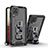 Silikon Hülle Handyhülle und Kunststoff Schutzhülle Hartschalen Tasche mit Magnetisch Ständer Q01W für Samsung Galaxy F12 Schwarz
