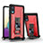 Silikon Hülle Handyhülle und Kunststoff Schutzhülle Hartschalen Tasche mit Magnetisch Ständer QW1 für Samsung Galaxy A02 Rot
