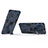 Silikon Hülle Handyhülle und Kunststoff Schutzhülle Hartschalen Tasche mit Magnetisch Ständer T01 für Samsung Galaxy A72 4G Blau
