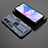 Silikon Hülle Handyhülle und Kunststoff Schutzhülle Hartschalen Tasche mit Magnetisch Ständer T02 für Oppo A1x 5G Blau