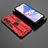 Silikon Hülle Handyhülle und Kunststoff Schutzhülle Hartschalen Tasche mit Magnetisch Ständer T02 für Oppo A1x 5G Rot