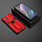 Silikon Hülle Handyhülle und Kunststoff Schutzhülle Hartschalen Tasche mit Magnetisch Ständer T02 für Oppo Find X3 5G Rot