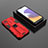 Silikon Hülle Handyhülle und Kunststoff Schutzhülle Hartschalen Tasche mit Magnetisch Ständer T02 für Samsung Galaxy F42 5G Rot