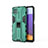 Silikon Hülle Handyhülle und Kunststoff Schutzhülle Hartschalen Tasche mit Magnetisch Ständer T03 für Samsung Galaxy A22 5G Grün