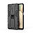 Silikon Hülle Handyhülle und Kunststoff Schutzhülle Hartschalen Tasche mit Magnetisch Ständer T04 für Samsung Galaxy A12 5G Schwarz