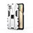 Silikon Hülle Handyhülle und Kunststoff Schutzhülle Hartschalen Tasche mit Magnetisch Ständer T04 für Samsung Galaxy F12 Weiß