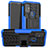 Silikon Hülle Handyhülle und Kunststoff Schutzhülle Hartschalen Tasche mit Ständer A01 für Motorola Moto G30 Blau