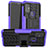 Silikon Hülle Handyhülle und Kunststoff Schutzhülle Hartschalen Tasche mit Ständer A01 für Motorola Moto G30 Violett