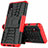 Silikon Hülle Handyhülle und Kunststoff Schutzhülle Hartschalen Tasche mit Ständer A01 für Samsung Galaxy M01 Core Rot