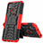 Silikon Hülle Handyhülle und Kunststoff Schutzhülle Hartschalen Tasche mit Ständer A01 für Xiaomi Redmi 10A 4G Rot