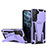 Silikon Hülle Handyhülle und Kunststoff Schutzhülle Hartschalen Tasche mit Ständer A03 für Samsung Galaxy S23 Plus 5G Violett