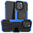 Silikon Hülle Handyhülle und Kunststoff Schutzhülle Hartschalen Tasche mit Ständer A07 für Apple iPhone 13 Pro Blau