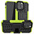 Silikon Hülle Handyhülle und Kunststoff Schutzhülle Hartschalen Tasche mit Ständer A07 für Apple iPhone 13 Pro Grün