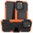 Silikon Hülle Handyhülle und Kunststoff Schutzhülle Hartschalen Tasche mit Ständer A07 für Apple iPhone 13 Pro Orange