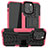 Silikon Hülle Handyhülle und Kunststoff Schutzhülle Hartschalen Tasche mit Ständer A07 für Apple iPhone 13 Pro Pink