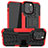 Silikon Hülle Handyhülle und Kunststoff Schutzhülle Hartschalen Tasche mit Ständer A07 für Apple iPhone 13 Pro Rot