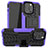 Silikon Hülle Handyhülle und Kunststoff Schutzhülle Hartschalen Tasche mit Ständer A07 für Apple iPhone 13 Pro Violett