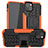 Silikon Hülle Handyhülle und Kunststoff Schutzhülle Hartschalen Tasche mit Ständer A07 für Apple iPhone 14 Orange
