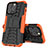 Silikon Hülle Handyhülle und Kunststoff Schutzhülle Hartschalen Tasche mit Ständer A07 für Apple iPhone 14 Pro