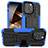 Silikon Hülle Handyhülle und Kunststoff Schutzhülle Hartschalen Tasche mit Ständer A07 für Apple iPhone 14 Pro Blau