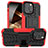Silikon Hülle Handyhülle und Kunststoff Schutzhülle Hartschalen Tasche mit Ständer A07 für Apple iPhone 14 Pro Rot