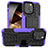 Silikon Hülle Handyhülle und Kunststoff Schutzhülle Hartschalen Tasche mit Ständer A07 für Apple iPhone 14 Pro Violett