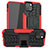 Silikon Hülle Handyhülle und Kunststoff Schutzhülle Hartschalen Tasche mit Ständer A07 für Apple iPhone 14 Rot