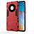 Silikon Hülle Handyhülle und Kunststoff Schutzhülle Hartschalen Tasche mit Ständer für Huawei Mate 40E 5G Rot