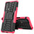 Silikon Hülle Handyhülle und Kunststoff Schutzhülle Hartschalen Tasche mit Ständer für Motorola Moto Edge 20 5G Pink