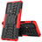 Silikon Hülle Handyhülle und Kunststoff Schutzhülle Hartschalen Tasche mit Ständer für Motorola Moto Edge Lite 5G Rot