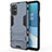 Silikon Hülle Handyhülle und Kunststoff Schutzhülle Hartschalen Tasche mit Ständer für OnePlus 8T 5G Blau