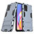 Silikon Hülle Handyhülle und Kunststoff Schutzhülle Hartschalen Tasche mit Ständer für Oppo A94 4G Blau