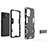 Silikon Hülle Handyhülle und Kunststoff Schutzhülle Hartschalen Tasche mit Ständer für Oppo F19 Pro