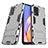 Silikon Hülle Handyhülle und Kunststoff Schutzhülle Hartschalen Tasche mit Ständer für Oppo Reno5 F Grau