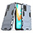 Silikon Hülle Handyhülle und Kunststoff Schutzhülle Hartschalen Tasche mit Ständer für Realme Q3 5G Blau