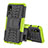 Silikon Hülle Handyhülle und Kunststoff Schutzhülle Hartschalen Tasche mit Ständer für Samsung Galaxy A2 Core A260F A260G Grün