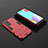 Silikon Hülle Handyhülle und Kunststoff Schutzhülle Hartschalen Tasche mit Ständer für Samsung Galaxy A52 4G Rot