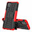 Silikon Hülle Handyhülle und Kunststoff Schutzhülle Hartschalen Tasche mit Ständer für Samsung Galaxy F12 Rot
