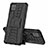 Silikon Hülle Handyhülle und Kunststoff Schutzhülle Hartschalen Tasche mit Ständer für Samsung Galaxy F12 Schwarz