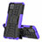 Silikon Hülle Handyhülle und Kunststoff Schutzhülle Hartschalen Tasche mit Ständer für Samsung Galaxy M12 Violett