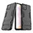 Silikon Hülle Handyhülle und Kunststoff Schutzhülle Hartschalen Tasche mit Ständer für Vivo iQOO U3 5G Schwarz