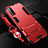 Silikon Hülle Handyhülle und Kunststoff Schutzhülle Hartschalen Tasche mit Ständer für Vivo Y12s Rot