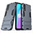 Silikon Hülle Handyhülle und Kunststoff Schutzhülle Hartschalen Tasche mit Ständer für Vivo Y50t Blau